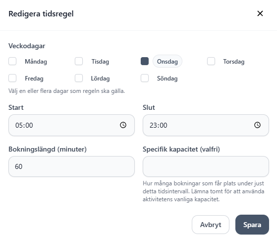 Tidsregler – exempel